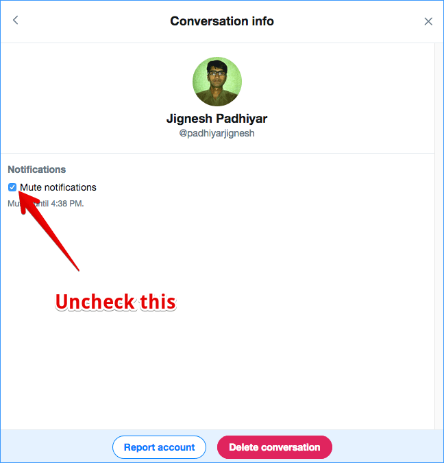 Unmute Twitter Direct Message Notifications on PC