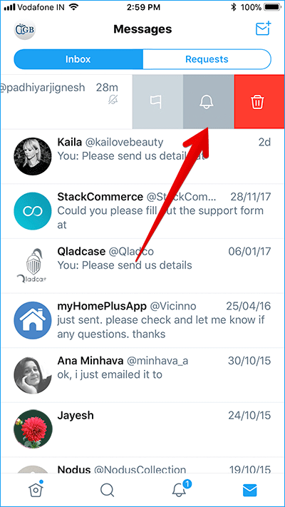 Unmute Twitter Direct Message Notifications on iPhone