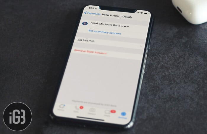 Change or Remove WhatsApp Payment Bank Account on iPhone