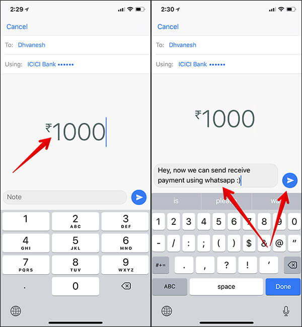 Send Cash Money Using WhatsApp on iPhone