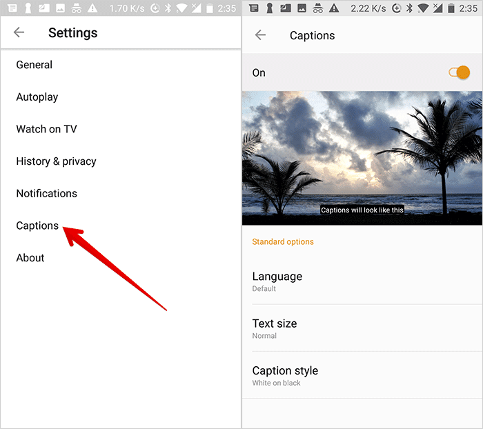 Change Size and Style of Captions in YouTube on Android