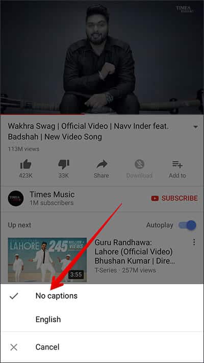 Disable Caption in YouTube on iPhone, iPad, and Android