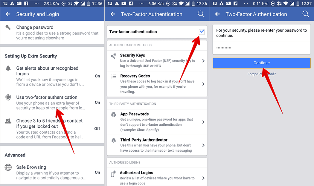 Disable Two-factor Authentication in Facebook on Android Device