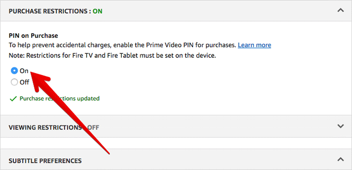 Enable Purchase Restrictions on Prime Video