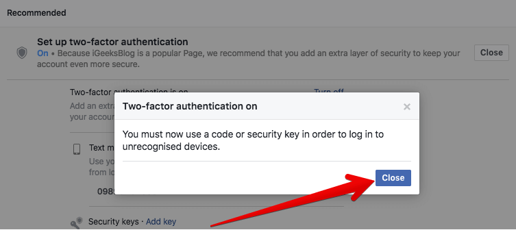 Enable Two-factor Authentication in Facebook on PC
