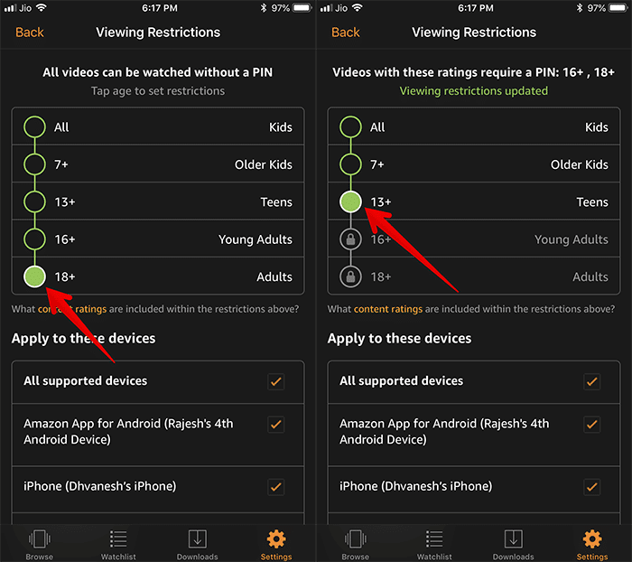 Enable Viewing Restrictions in Prime Video on iPhone or iPad