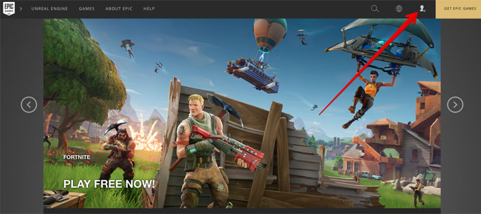 Open EpicGames.com and click on Account icon on PC