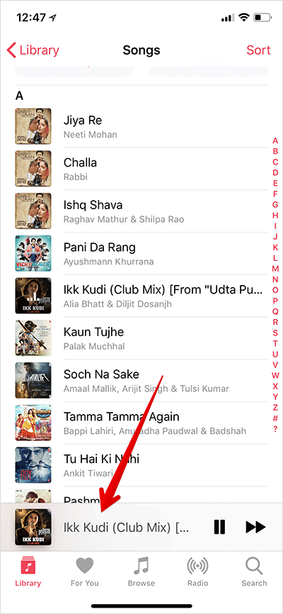 Play Song in Apple Music on iPhone