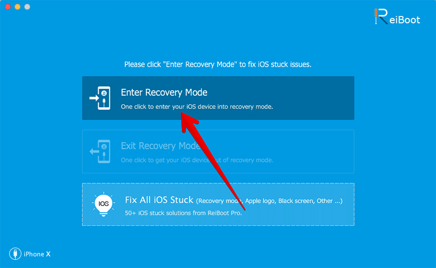 Put iPhone X into Recovery Mode using ReiBoot