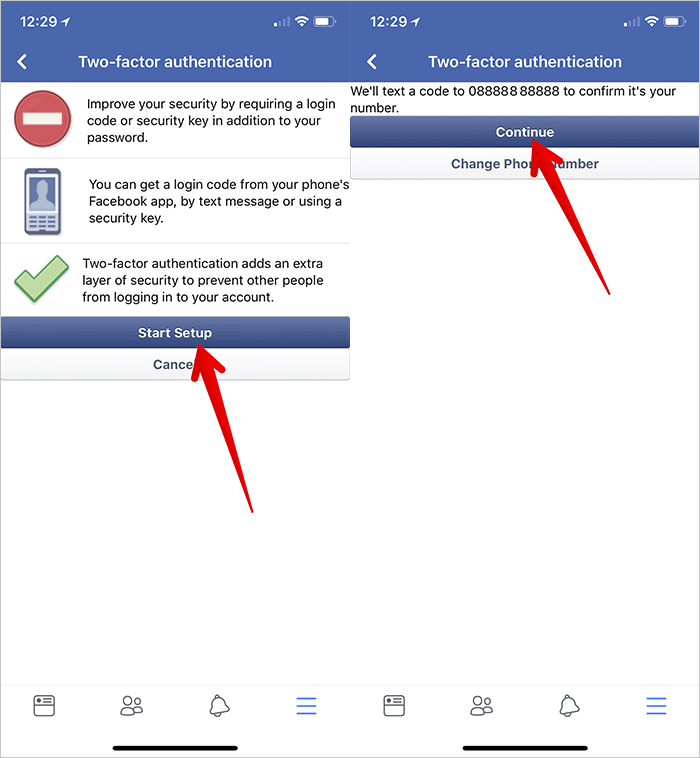 Set up Two-factor Authentication on iPhone for Facebook