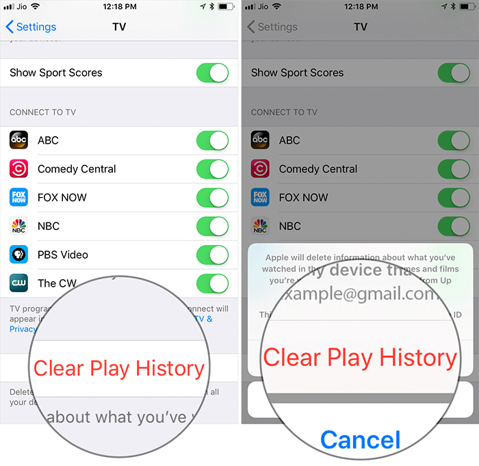 Clear TV App Play History on iPhone and iPad