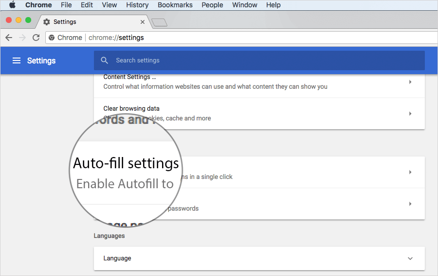 Click on Auto-fill Settings in Chrome on Desktop