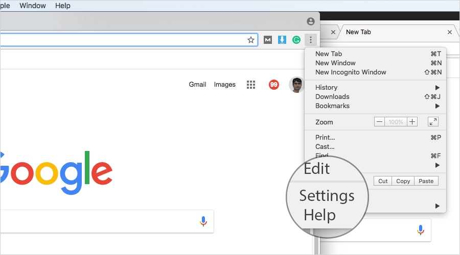 Click on Settings in Chrome on Desktop