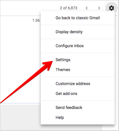Click on Settings in Gmail on Web