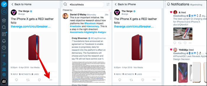 Click on more icon on the Tweet in TweetDeck