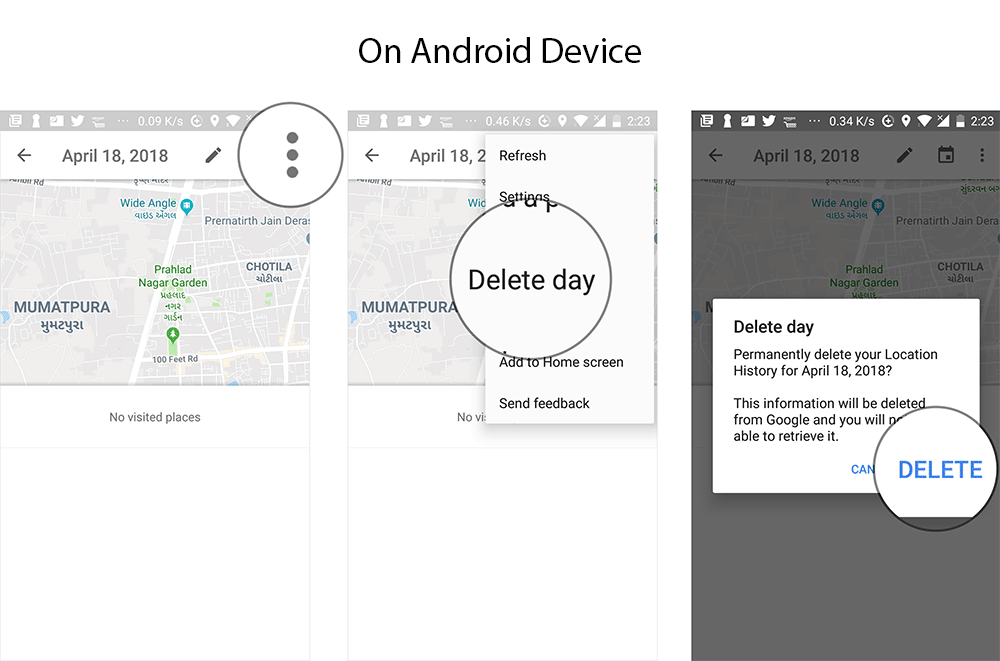 Delete A Day from Google Maps Timeline on Android Phone