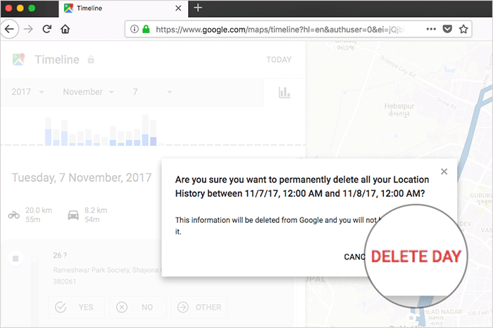 Delete A Day from Google Maps on Computer
