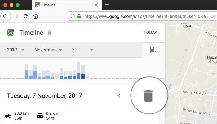 Delete A Day from Google Maps on PC