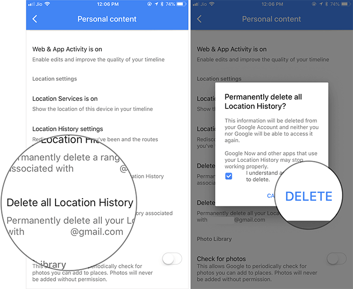 Delete All Google Maps Location History on iPhone, iPad, or Android Device