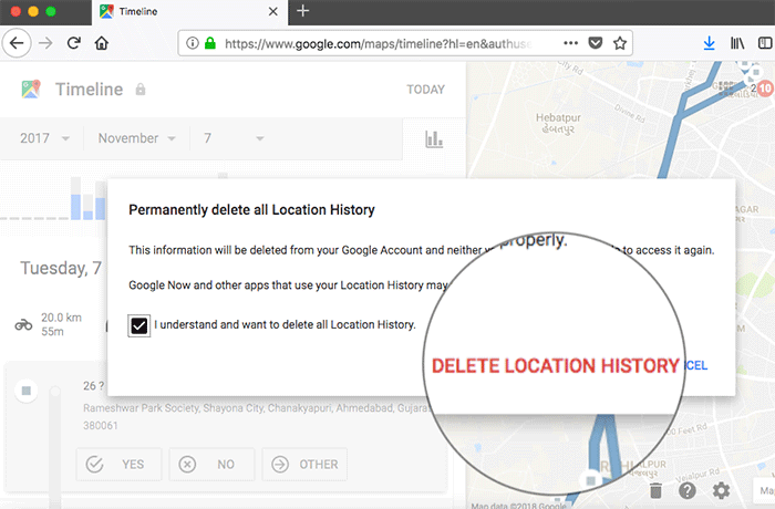 Delete All Location History on Google Maps on Computer