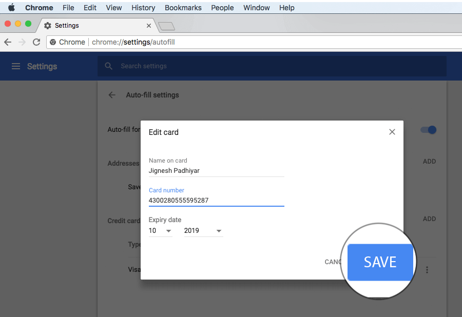 Edit Credit Card Info in Chrome Autofill on Computer