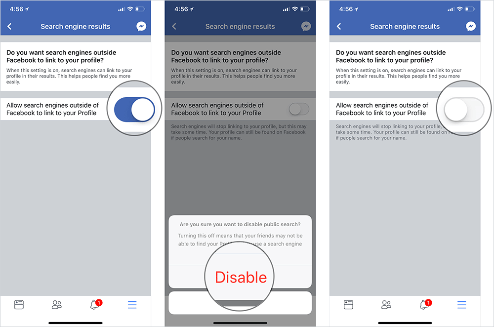 Hide Facebook Profile from Search Engines on iPhone, iPad, and Android Phone