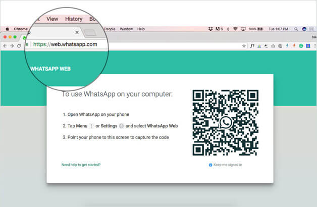 Open WhatsApp Web on Mac or Windows PC