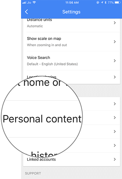 Tap On Personal Content in Google Maps on iPhone, iPad, or Android