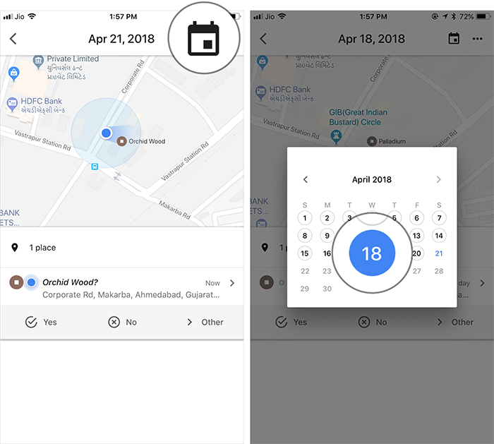 Tap on Calendar and Select Date in Google Maps on iPhone, iPad, or Android Phone