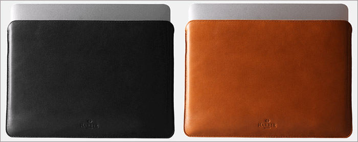 Harber London Tan and Black Leather Sleeve for MacBook Pro and Air