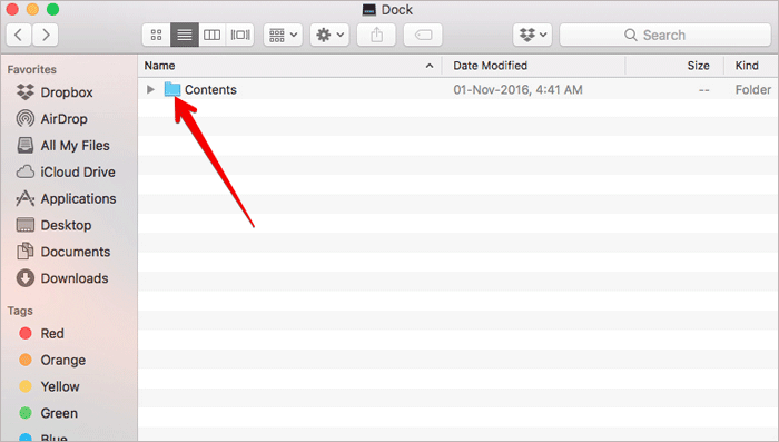 Open Contents Folder on Mac