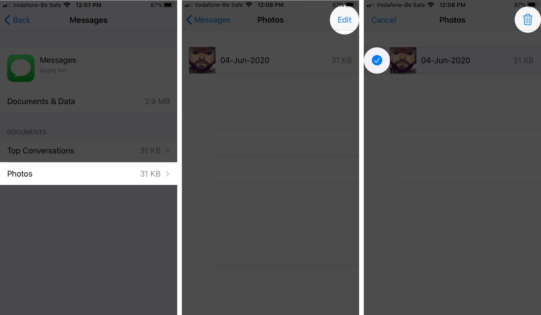 Delete Images from Messages Storage on iPhone