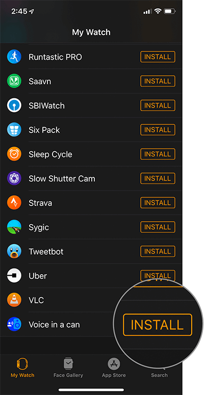 Install Voice in Can App on Apple Watch