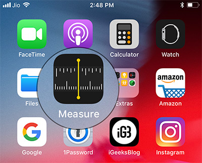 Open Measure App on iPhone