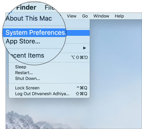 Select System Preferences on Mac
