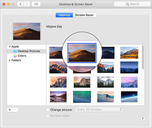 Set another wallpaper to disable Dynamic Display Mode in macOS Mojave