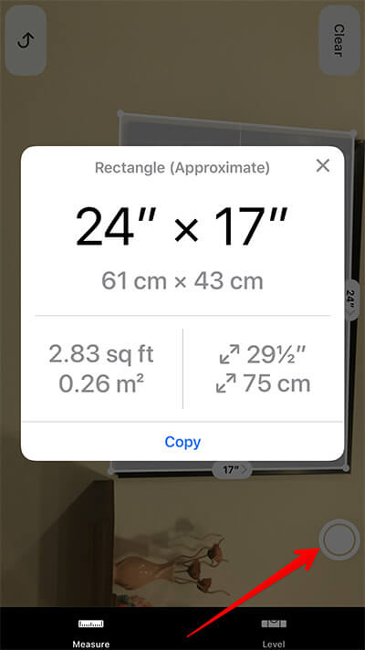 Take Photo of Measurement in Measure App on iPhone