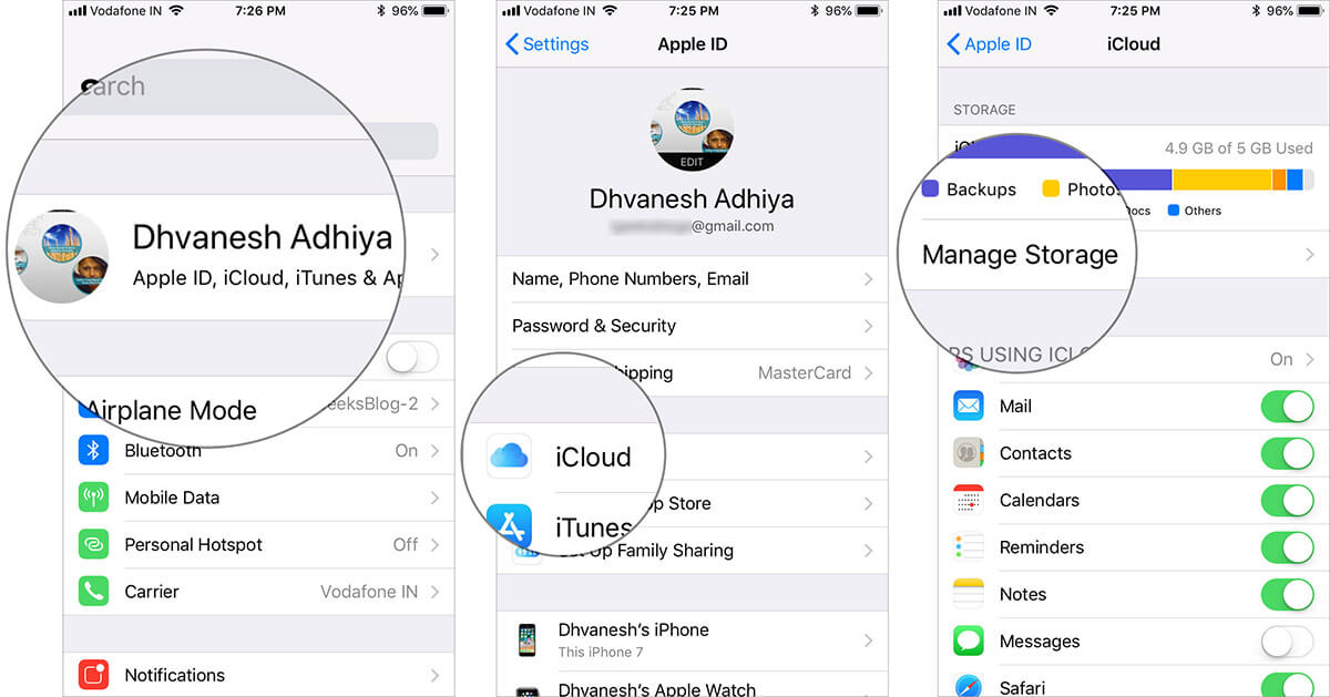 Go to manage storage in iphone icloud settings Go to Manage Storage in iPhone iCloud Settings