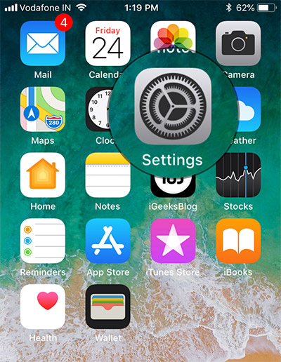 Launch the Settings app on iPhone