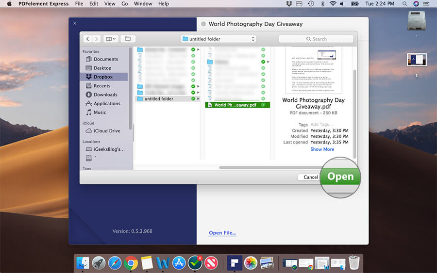 Open PDF File You Want to Edit on Mac
