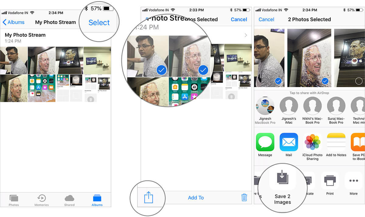 Save My Photo Stream images in iCloud from iPhone Photos App manually
