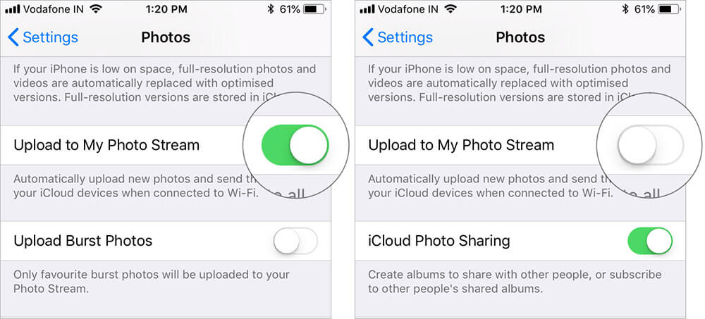 Turn Off My Photo Stream on iPhone