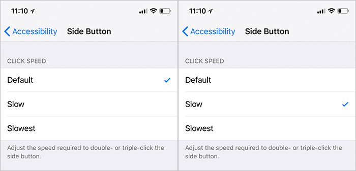 Customize iPhone X Side Button Speed