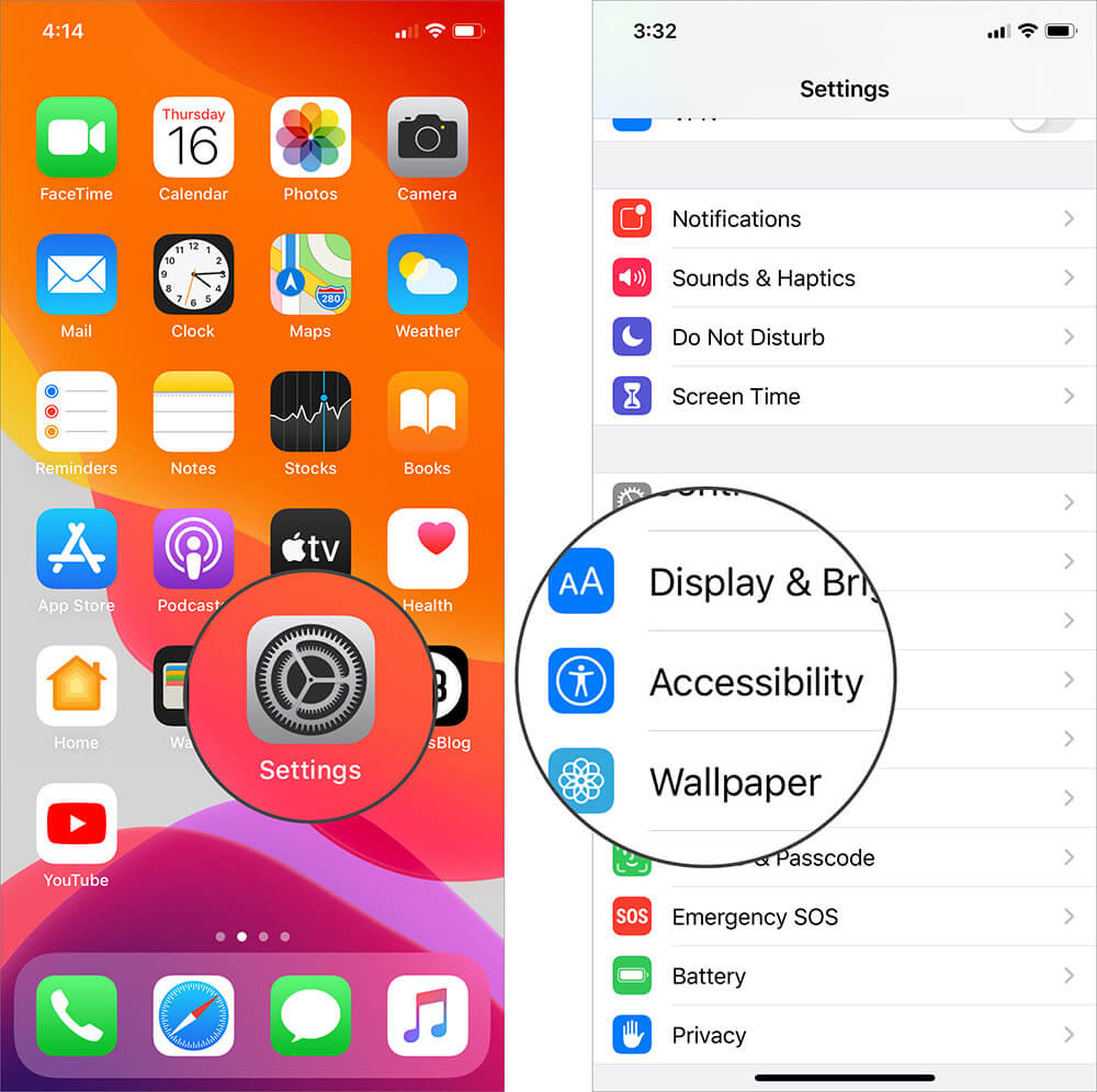 Tap on Accessibility in Settings App on iPhone