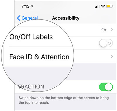 Tap on Face ID & Attention in Settings on iPhone X