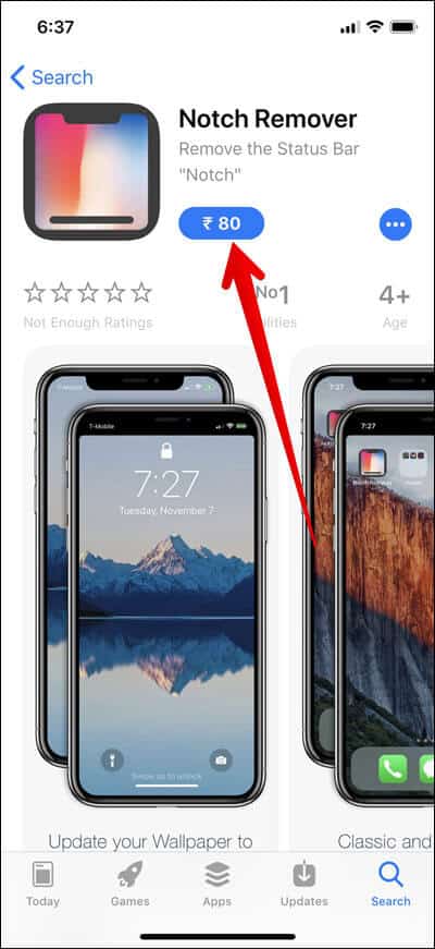 Tap on buy button in App Store on iPhone X