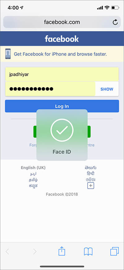 Use Safari Password AutoFill with Face ID on iPhone X