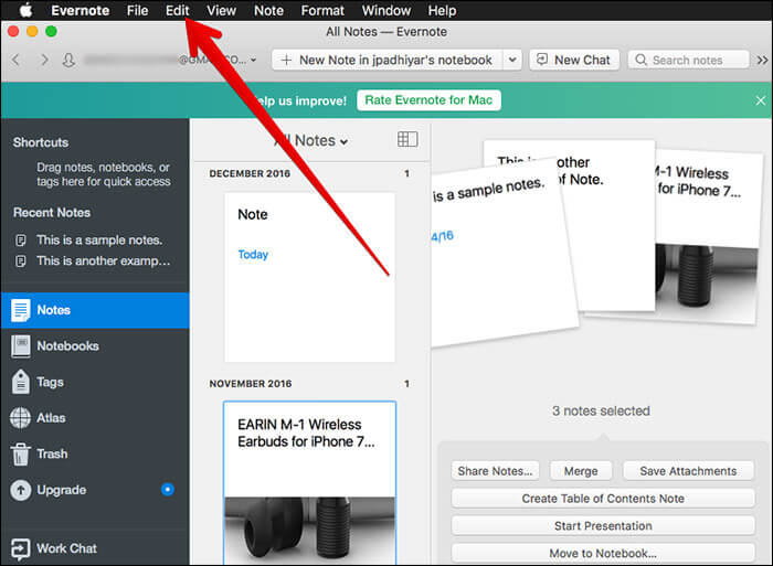 Click on Edit in Evernote on Mac