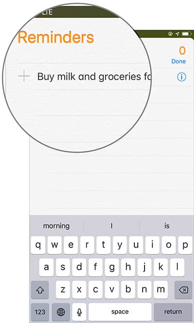 Create a new reminder in Reminders app on iPhone
