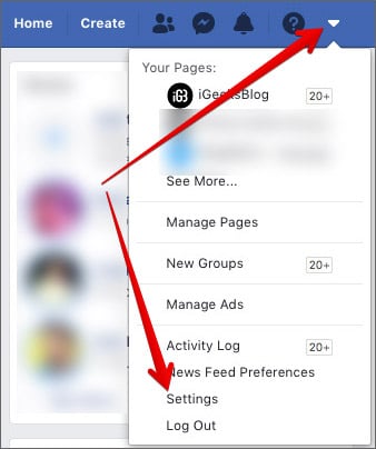 Go to Facebook Account Settings on Computer